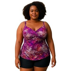 L.L. Bean Shaping Swimwear Tankini Top Print size 16